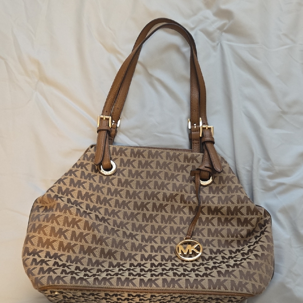 Michael Kors Tan MK Logo Shoulder Bag
